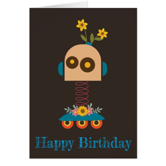 Cartão Design de robots bonitos para crianças (Frente)