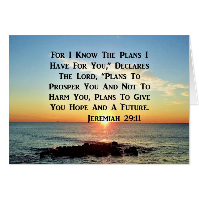 CARTÃO DESIGN DE SCRIPTURE SERENE SUNRISE JEREMIAH 29:11 (Frente Horizontal)