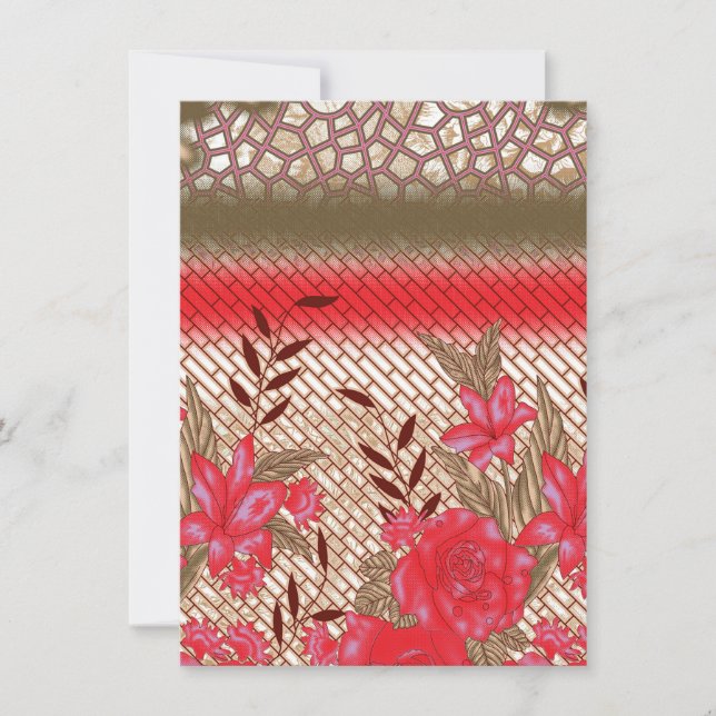 Cartão Design de tecido de intricato com padrões florais (Frente)