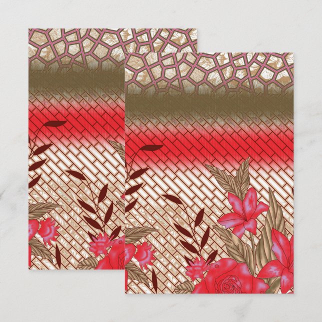 Cartão Design de tecido de intricato com padrões florais (Frente/Verso)