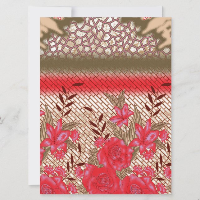 Cartão Design de tecido de intricato com padrões florais (Frente)