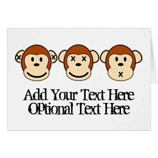 Cartão Design de três macacos (Frente Horizontal)