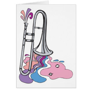 Cartão design de trombone prateado
