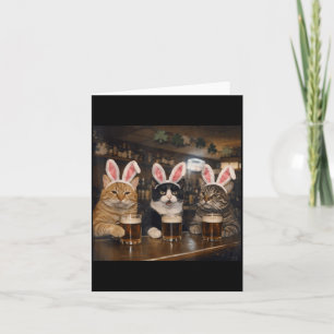 Cartão Design Dia de Páscoa Gato Engraçado Homens Mulhere