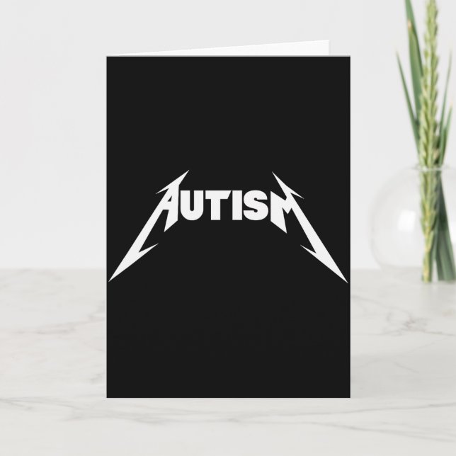 Cartão Design Divertido Autismo Esqueleto Meme Metal Rock (Frente)