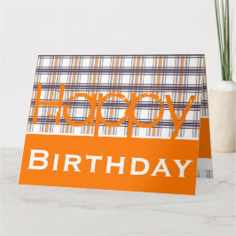 Cartão Design Divertido com laranja e Xadrez