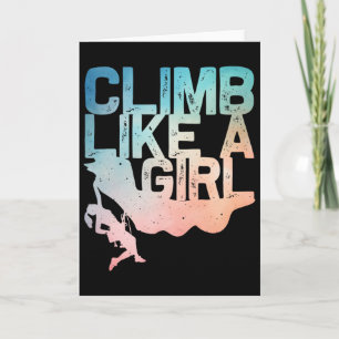 Cartão Design Divertido de Escalada em Rocha para Meninas