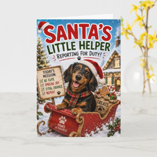 Cartão Design Divertido de Natal de Dachshund – Pequeno a