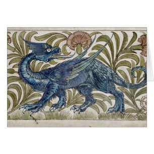 Cartão Design do "dragão" para um azulejo (w/c no papel)