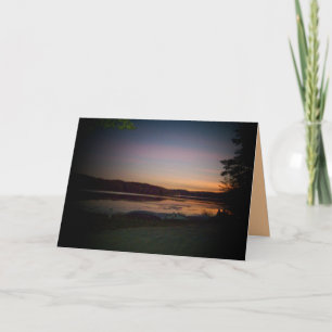 Cartão Design do lago sunset com placa de saudação inspir