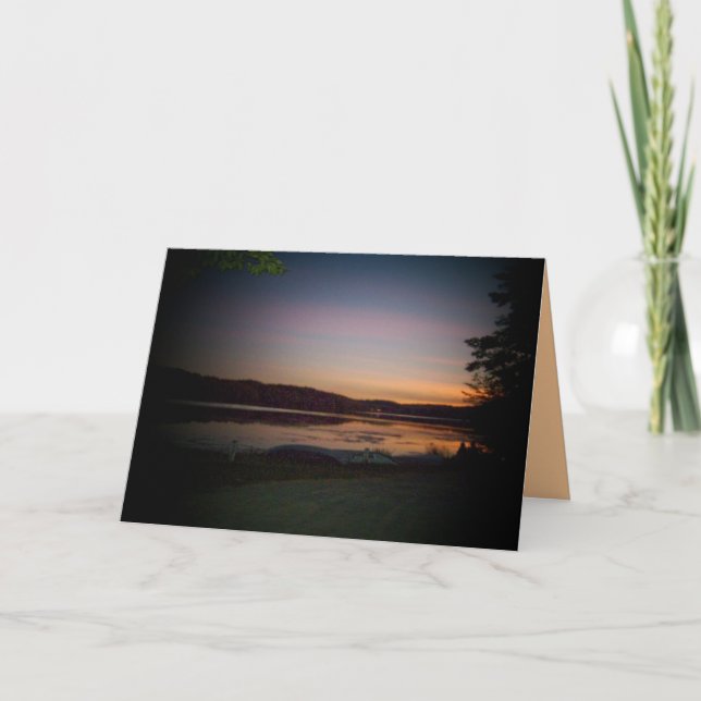 Cartão Design do lago sunset com placa de saudação inspir (Frente)