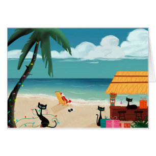 Cartão Design do século médio - Gatinhos e Papais noeis