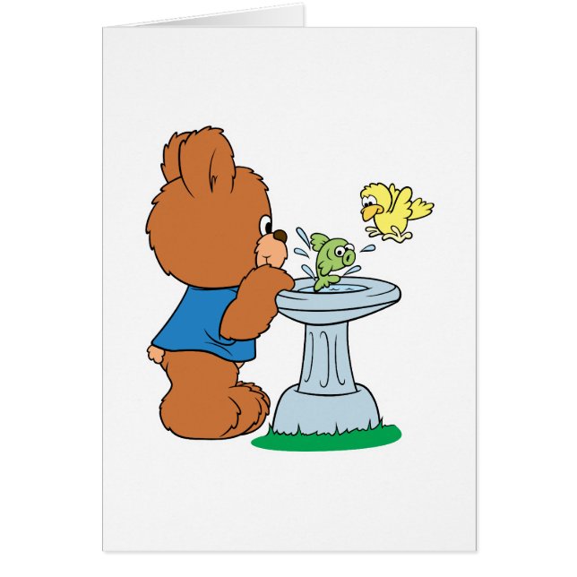 Cartão Design do Urso Cinto e Bath de Aves (Frente)