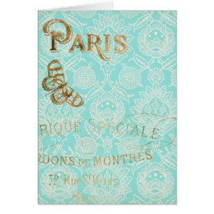 Cartão Design Dourado Vintage Paris