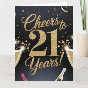 Cartão "Design Elegante de Aniversário de 21 Anos – Brilh