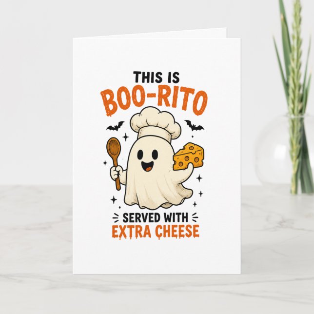 Cartão Design “Este É um Boo-Rito Servido com Queijo Extr (Frente)