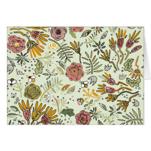 Cartão design floral da flor do teste padrão da abelha d