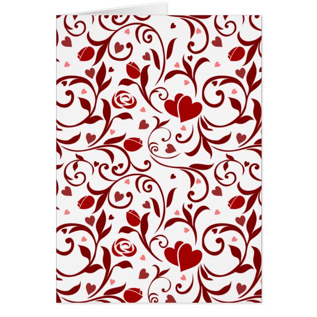 Cartão Design floral dos corações (Frente)