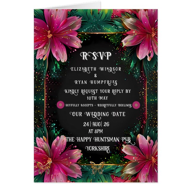 Cartão Design floral elegante com cores vibrantes (Frente)