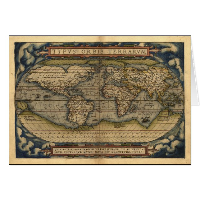 Cartão Design histórico do atlas do mapa do mundo do (Frente Horizontal)