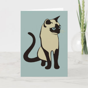 Cartão Design Mínimo de Gato Tailandês Tradicional