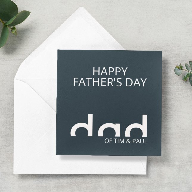 Cartão Design Moderno Simples de Pai com Nomes das Crianç (Criador carregado)