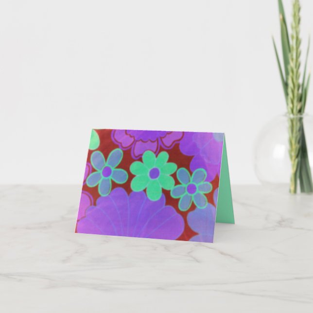 Cartão Design-Notecards Olhar-Floral retro brilhante (Frente)