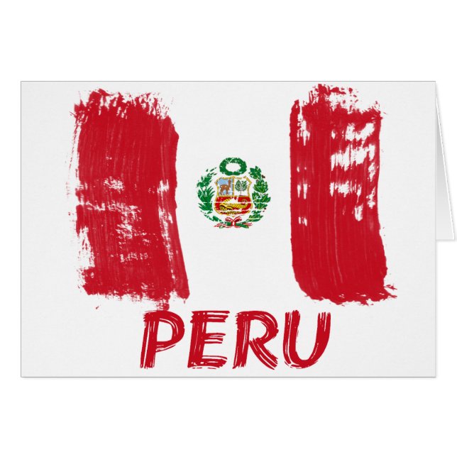 Cartão Design peruano da bandeira do grunge (Frente Horizontal)