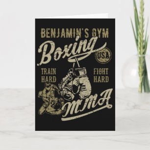 Cartão Design Retro de Benjamin para Academia de Boxe Mma