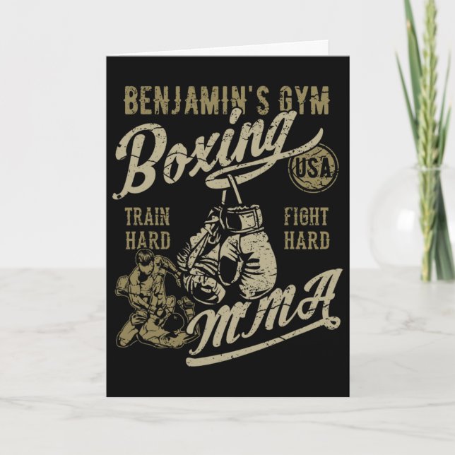 Cartão Design Retro de Benjamin para Academia de Boxe Mma (Frente)