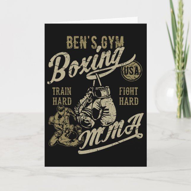 Cartão Design Retro de Boxe Mma do Ginásio do Ben para o  (Frente)