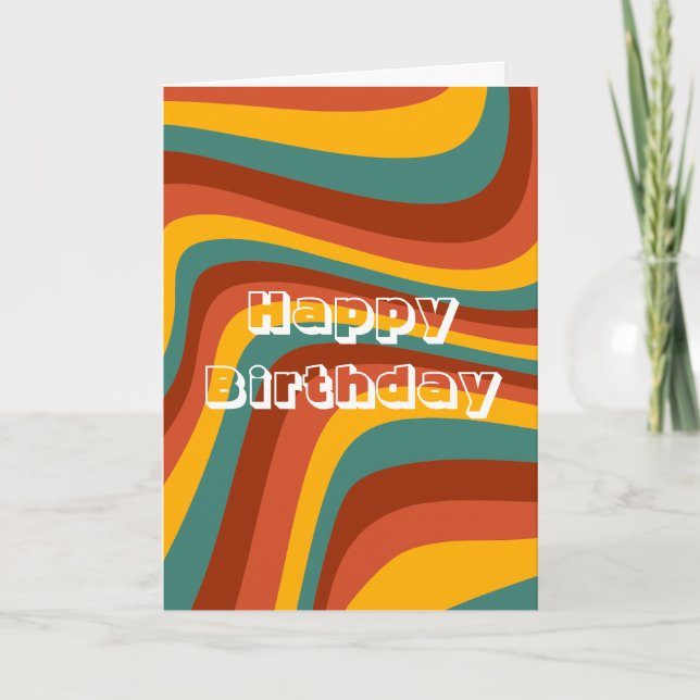 Cartão Design retrô, Feliz Aniversário  (Frente)