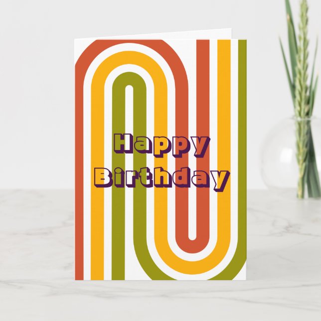 Cartão Design retrô, Feliz Aniversário (Frente)