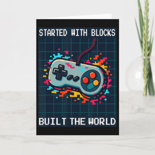 Cartão Design Retro Gamer Para Homens Começou Com Blocos