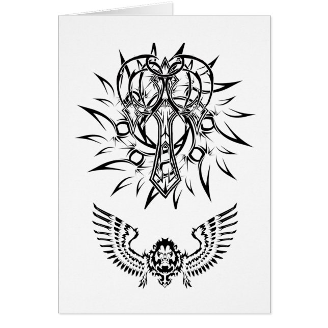 Cartão Design tribal cristão abstrato do tatuagem (Frente)