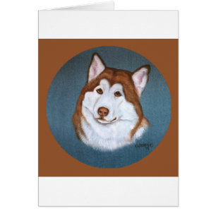 Cartão Design vermelho do Malamute do Alasca