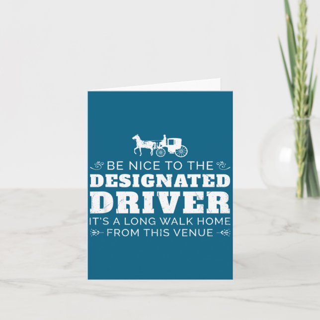Cartão Designated Driver Horse Carriage Funny Men Women Q (Frente)