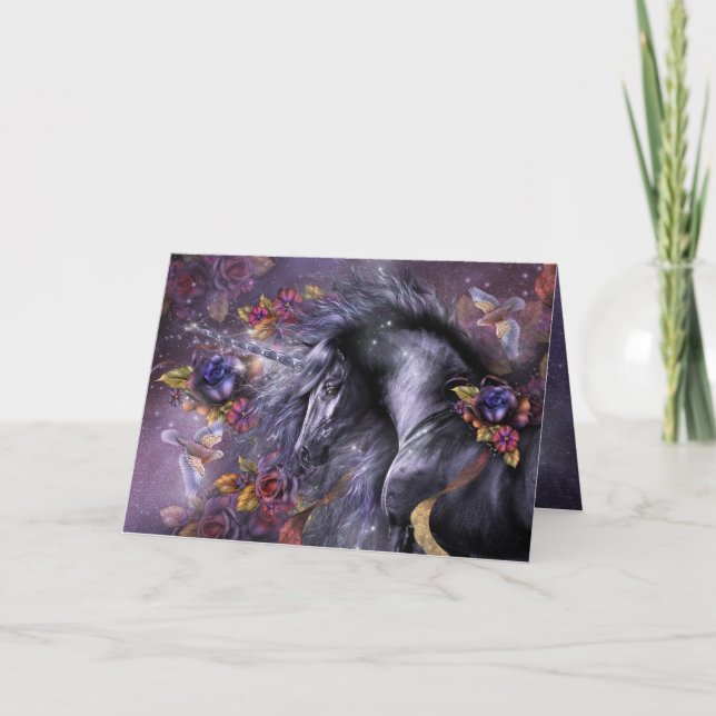 Cartão Designer Unicorn Rosa Azul (Frente)