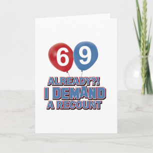 Cartão designs de aniversário de 69 anos