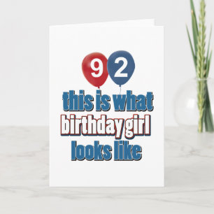 Cartão designs de aniversário de 92 anos