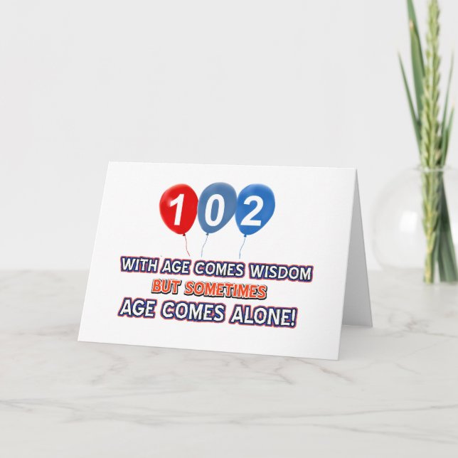 Cartão designs de aniversário de sabedoria de 102 anos (Frente)