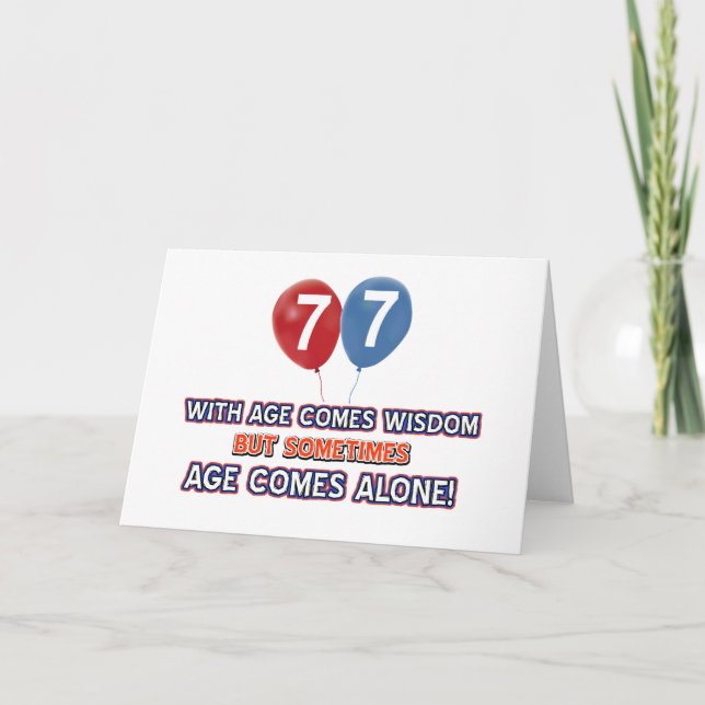 Cartão designs de aniversário de sabedoria de 77 anos (Frente)
