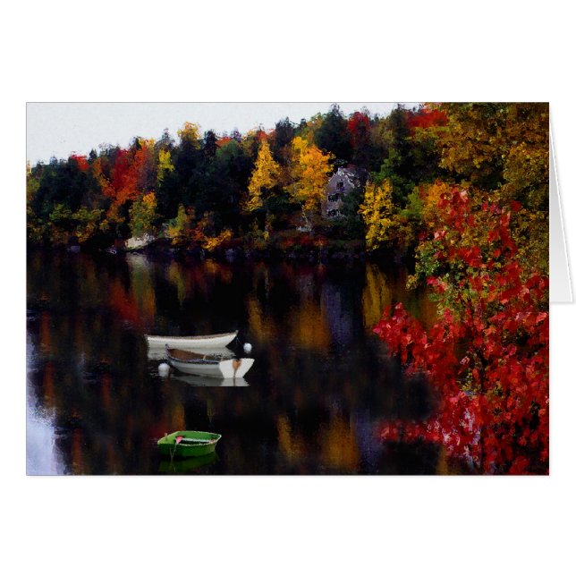 Cartão Deslustrado e barcos a remos no ponto do paraíso, (Frente Horizontal)