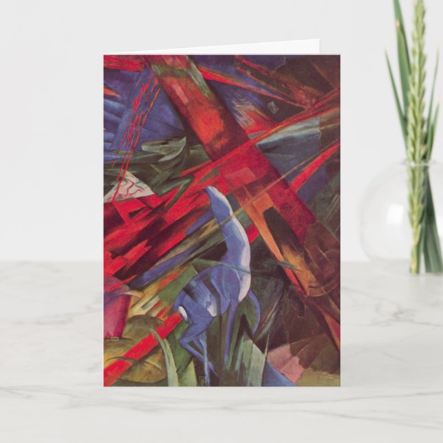 Cartão Destinos Animais de Franz Marc, Arte Cubista Vinta (Frente)