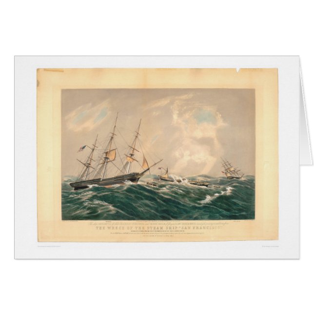 Cartão Destruição do navio a vapor "San Francisco" (Frente Horizontal)