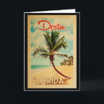 Cartão Destruin Florida Palm Tree Beach Viagens vintage<br><div class="desc">Destruir design da Flórida em estilo Viagens vintage apresentando uma palmeira na praia com oceano e céu.</div>