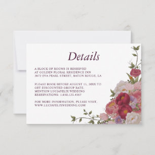 Cartão Detalhado de Casamento das Flores de Borgon