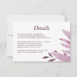 Cartão Detalhado de Casamento de Burgundy Big Leaf