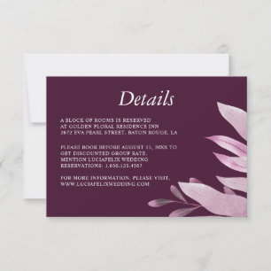 Cartão Detalhado de Casamento de Burgundy Big Leaf