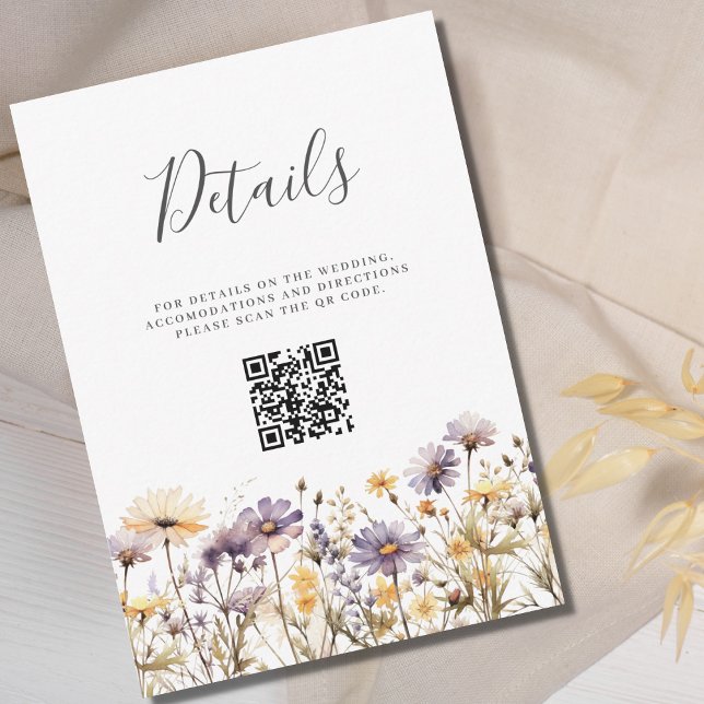 Cartão Detalhado de Casamento de Código QR Floral  (Criador carregado)